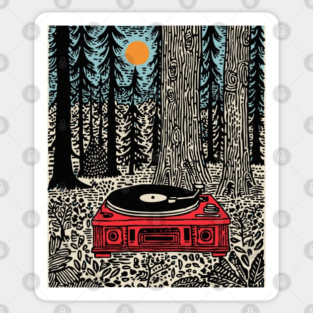 Woodland Vinyl - Turntable in the Forest Sticker by TuncGK